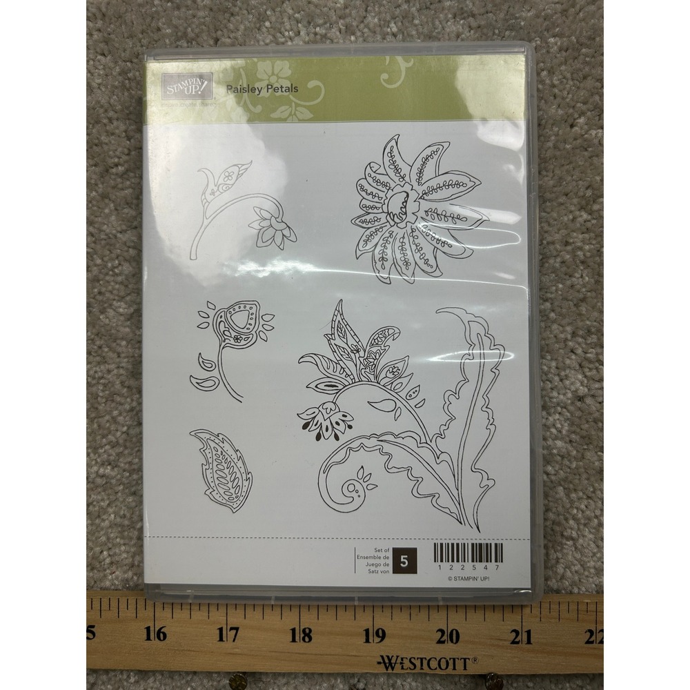 Stampin Up Paisley Petals 122547 Clear Mount Rubber Stamps Floral 5pc